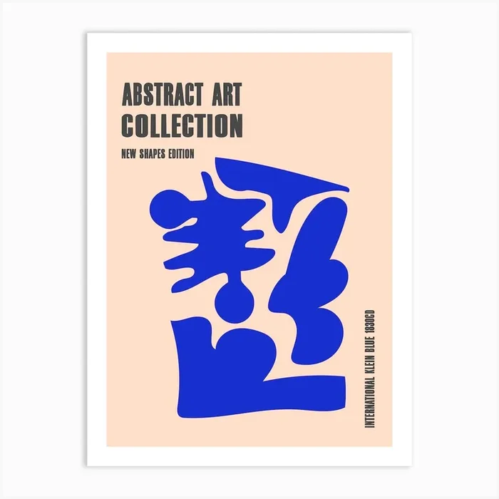 Abstract New Shapes Klein Blue Art Print by Mambo