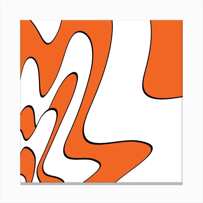 Abstract Orange And White Wavy Pattern Canvas PrintKA by K.S ART