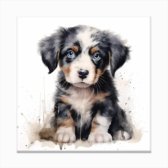 Abstract Paws: Pollock’s Pup Canvas Print by Quantum Vivid Digital Art