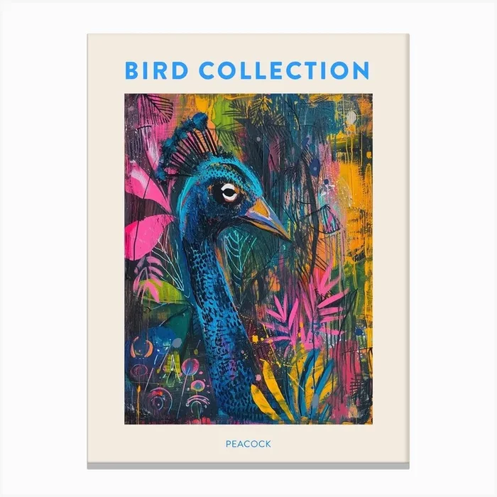 Abstract Peacock Loose Brushstrokes Poster Canvas Print by Featherline