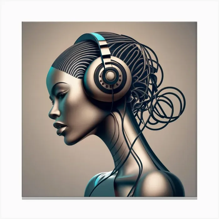 Abstract Woman With Headphones 2 Canvas Print by FOX & JAY