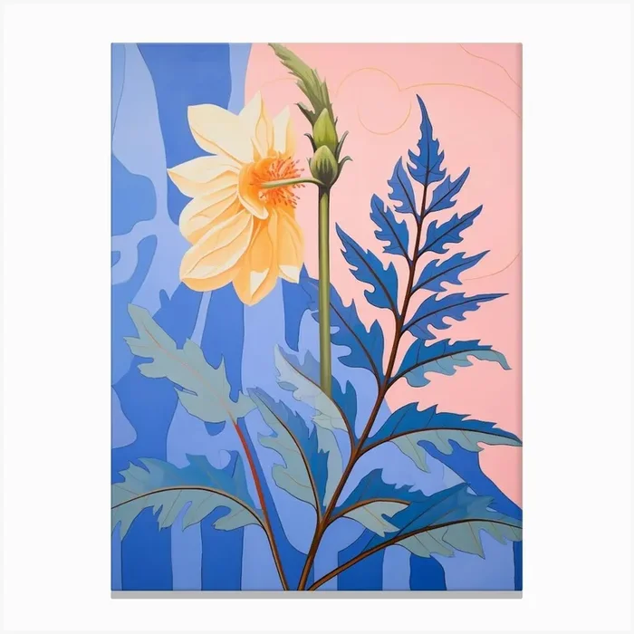 Aconitum 2 Hilma Af Klint Inspired Pastel Flower Painting Canvas Print by Botanic Studio