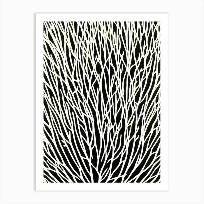 Acropora Intermedia Iii Linocut Art Print by Reef Reflections