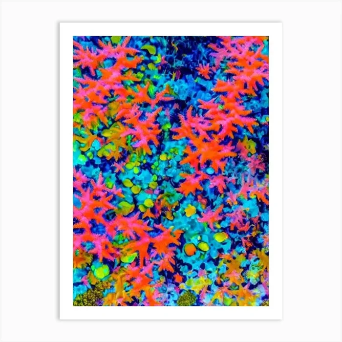 Acropora Lokani Vibrant Painting Art Print by Reef Reflections