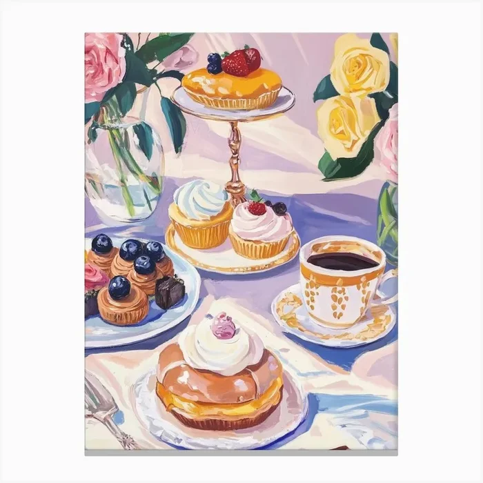 Afternoon Tea Canvas Print by Melloi Art Prints