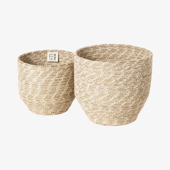 Agora Bins – Natural / White – Set of 2 by Korissa