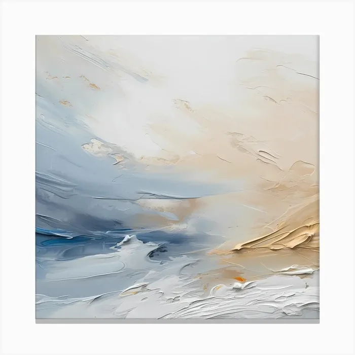 AI Azure Veil Abstract 1 Canvas Print by Quantum Vivid Digital Art
