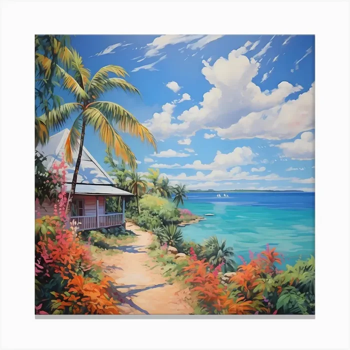 AI Lush Island Harmonies Canvas Print by Quantum Vivid Digital Art