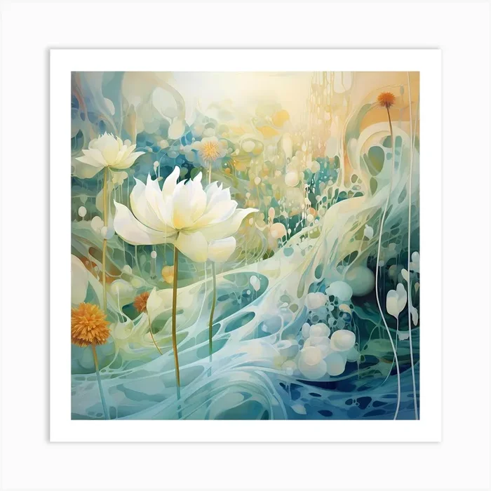 AI Pristine Melodies: Nature’s Dance in High-Resolution Art Print by Quantum Vivid Digital Art