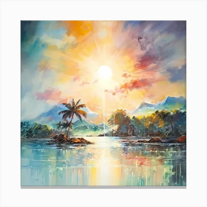 AI Tropical Tranquility: Azure Dreams Canvas Print by Quantum Vivid Digital Art
