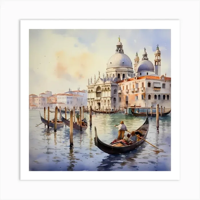 AI Venetian Serenity Art Print by Quantum Vivid Digital Art