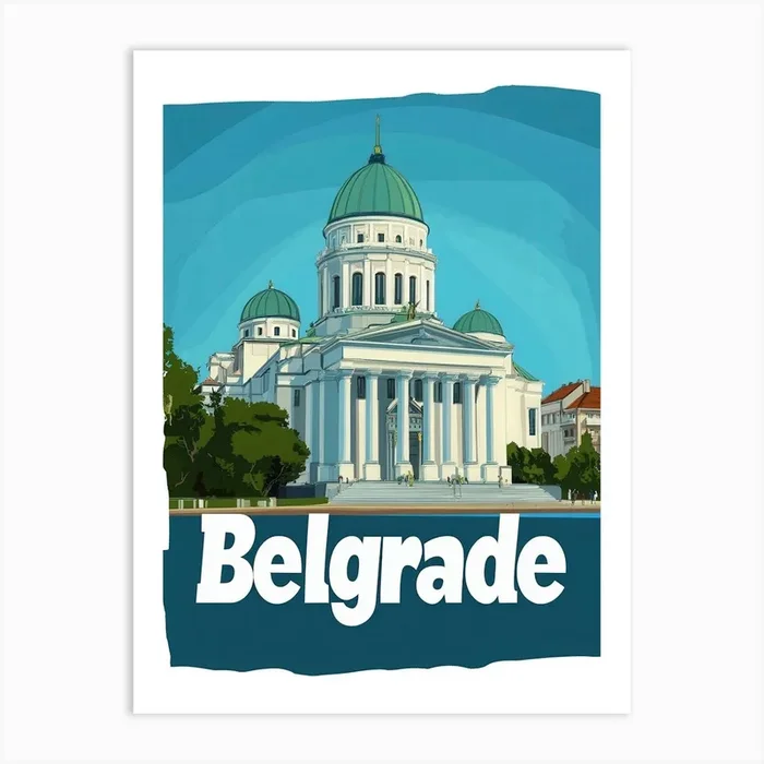 Aihrgdesign A 1970s Inspired Travel Poster For Belgrade 3 Art PrintA by aihrgdesign