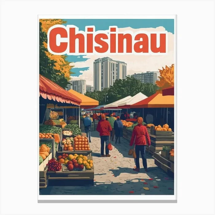 Aihrgdesign A 1970s Inspired Travel Poster For Chisinau 5 Canvas PrintA by aihrgdesign