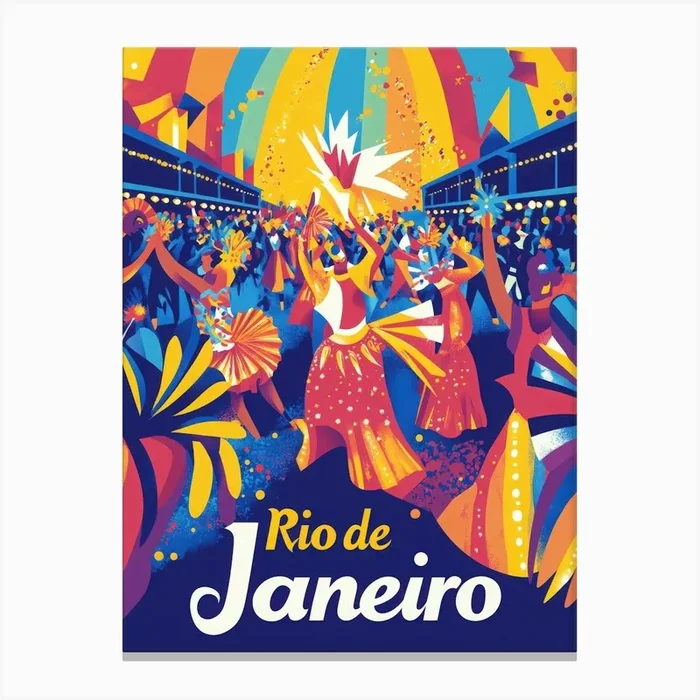 Aihrgdesign A 1970s Inspired Travel Poster For Rio De Janeiro 1 Canvas PrintA by aihrgdesign