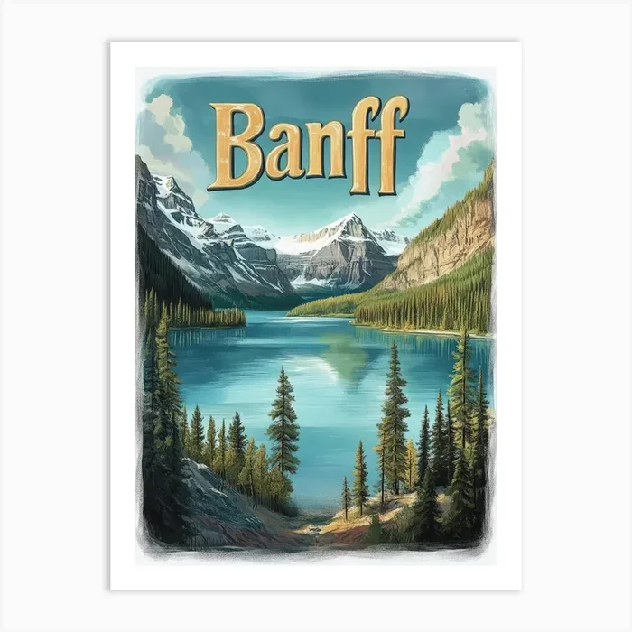 Aihrgdesign A Classic 1960s Travel Poster For Banff 2 Art PrintA by aihrgdesign