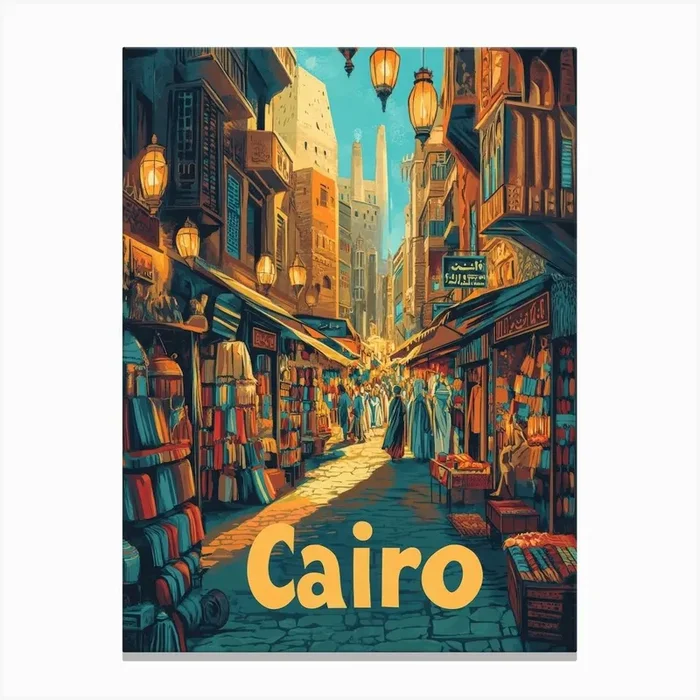 Aihrgdesign A Classic 1960s Travel Poster For Cairo 4 Canvas PrintA by aihrgdesign