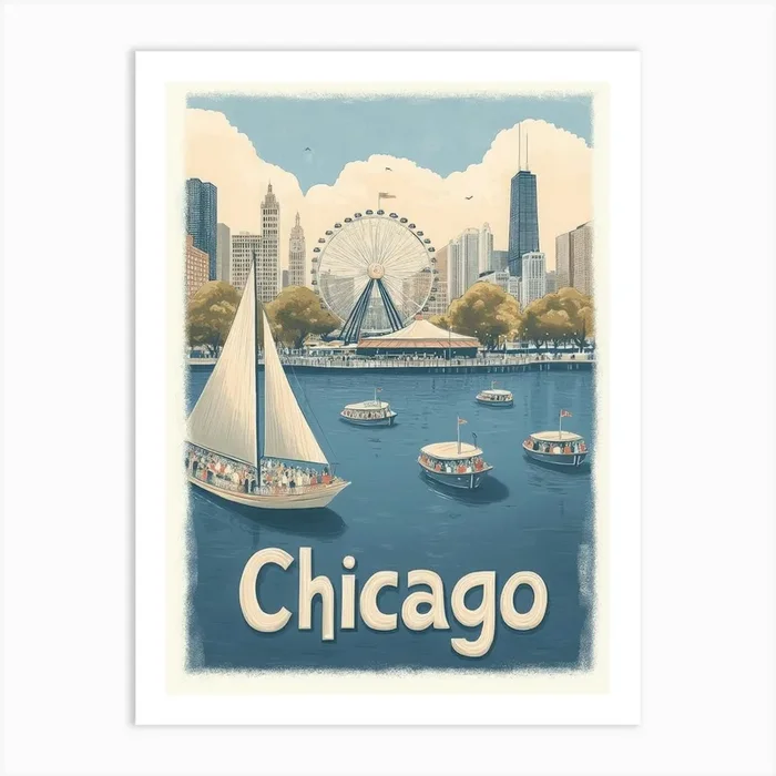 Aihrgdesign A Classic 1960s Travel Poster For Chicago 1 Art PrintA by aihrgdesign