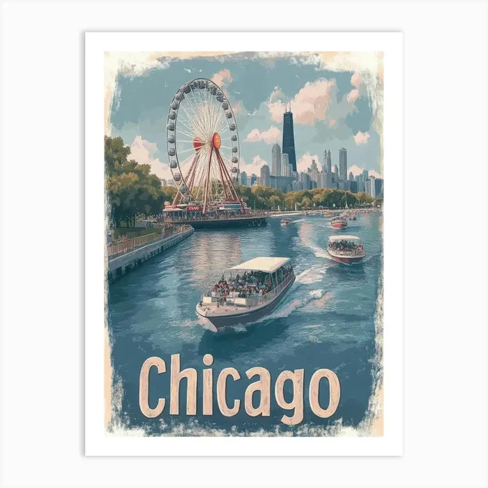 Aihrgdesign A Classic 1960s Travel Poster For Chicago 2 Art PrintA by aihrgdesign