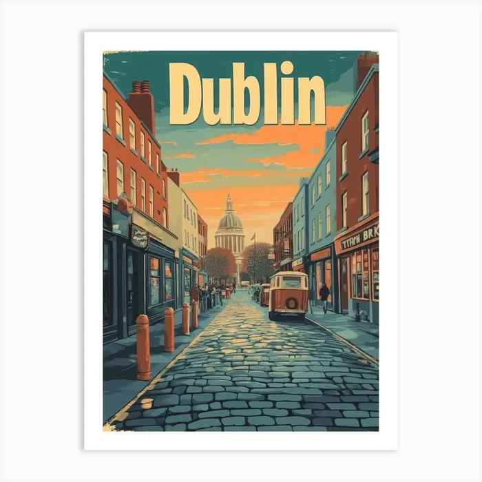 Aihrgdesign A Classic 1960s Travel Poster For Dublin 2 Art PrintA by aihrgdesign