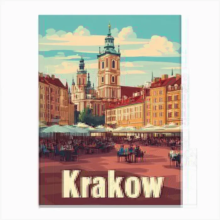 Aihrgdesign A Classic 1960s Travel Poster For Krakow Canvas PrintA by aihrgdesign