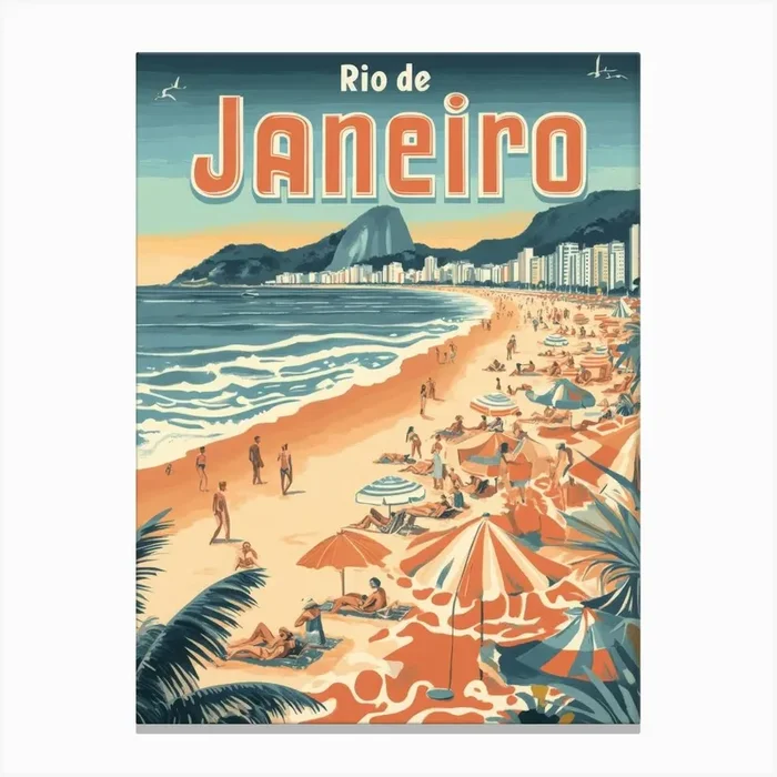 Aihrgdesign A Classic 1960s Travel Poster For Rio De Janeiro 1 Canvas PrintA by aihrgdesign