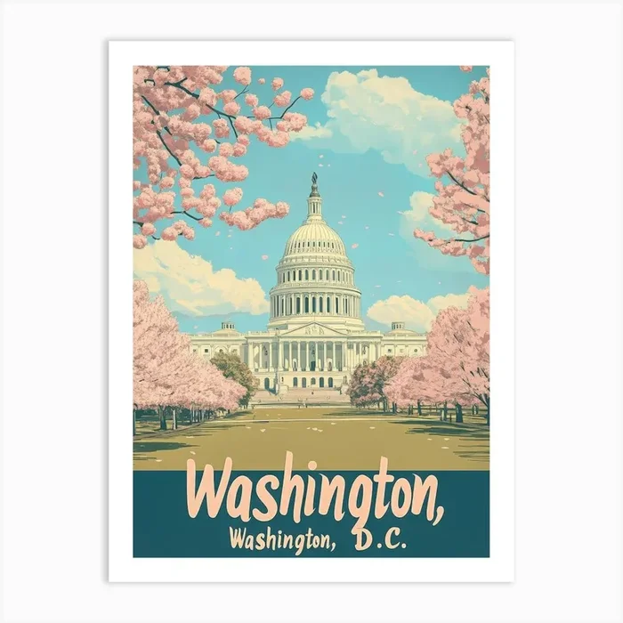 Aihrgdesign A Classic 1960s Travel Poster For Washington DC 4 Art PrintA by aihrgdesign