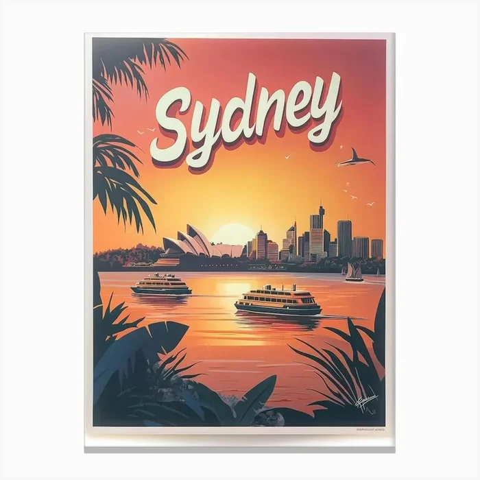 Aihrgdesign A Mid Century Modern Travel Poster For Sydney Sho 1a4e50f4 E68e 4017 A5ab 0dca3a7be398 1 Canvas PrintA by aihrgdesign