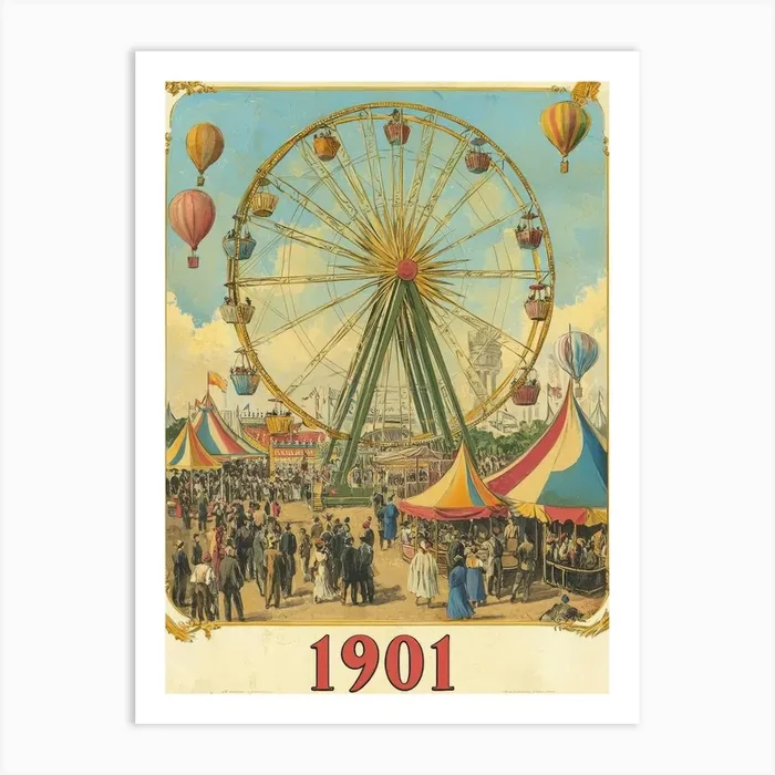 Aihrgdesign A Nostalgic Poster Of A 1901 Fairground With A Fe 175c30fc 4de8 4f74 95ae 83af8aee6ec5 3 Art PrintA by aihrgdesign