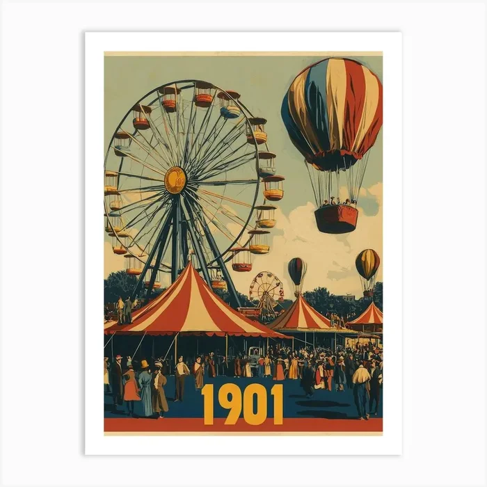 Aihrgdesign A Nostalgic Poster Of A 1901 Fairground With A Fe 9e206afc A132 422c 9c1c Dc3c5849c0b0 0 Art PrintA by aihrgdesign