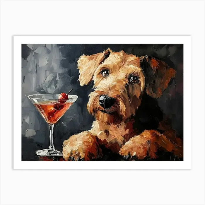 Airedale Welshie At The Bar 8 Art PrintSC by S.K. Coghlan