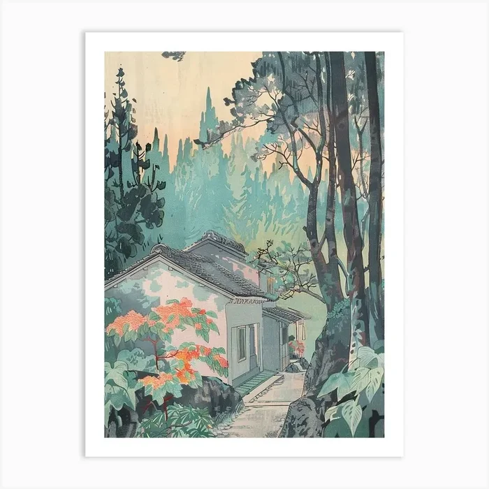 Aizu Wakamatsu Japan 3 Retro Illustration Art Print by Japan Journey
