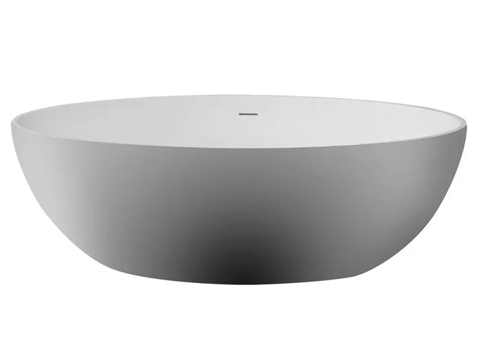 ALFI brand AB9941 67 ” White Oval Solid Surface Smooth Resin Soaking Bathtub