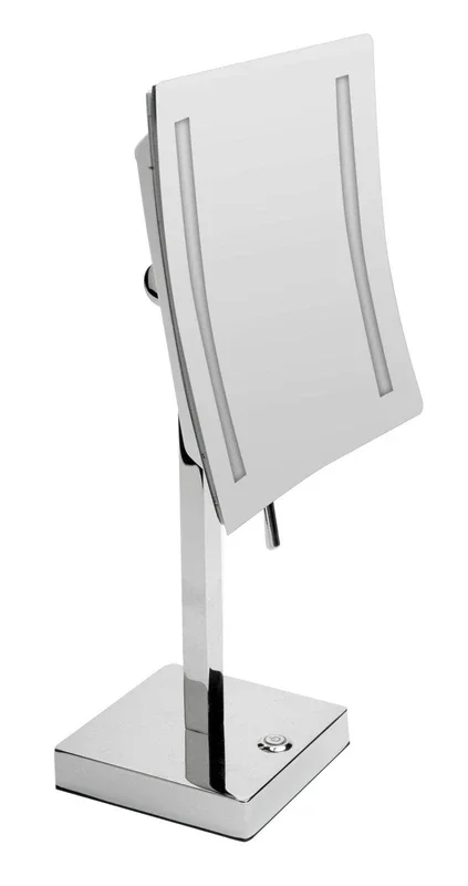 ALFI brand ABM8FLED-PC Polished Chrome Tabletop Square 8 ” 5x Magnifying Cosmetic Mirror with Light