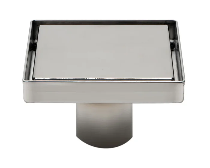 ALFI brand ABSD55B-BSS 5 ” x 5 ” Modern Square Polished Stainless Steel Shower Drain with Solid Cover