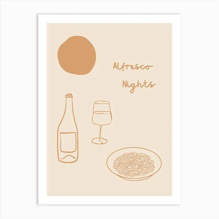 Alfresco Nights Poster Neutral Art Print by Artful Appetite