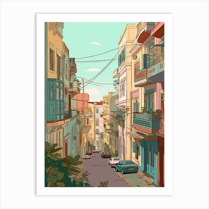 Algiers Algeria Travel Illustration 3 Art Print by Fusion Designs