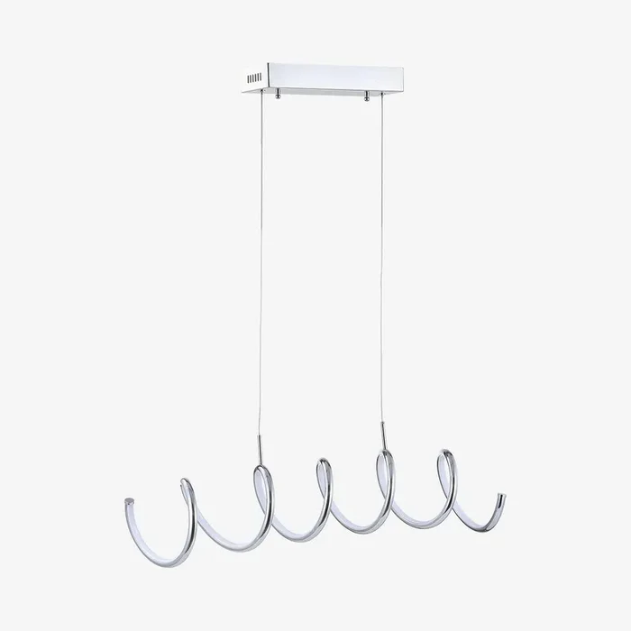 Ali Dimmable Adjustable Integrated LED Twisted Linear Pendant Lamp – Chrome – Metal by JONATHAN Y