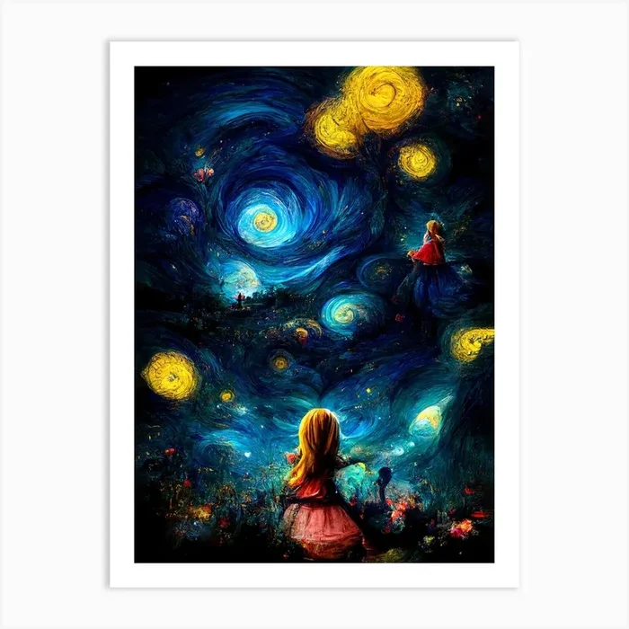 Alice Starry Night 2 Art Print by Fusion Designs