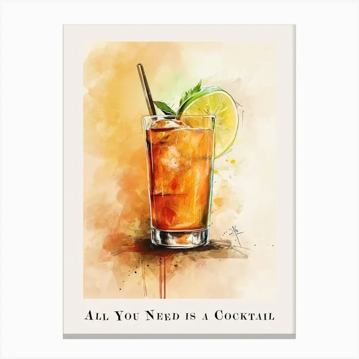 All You Need Is A Cocktail Tile Poster 8 Canvas Print by Artful Mixology