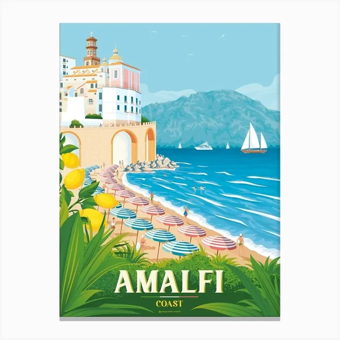Amalfi Coast Italy | Atrani | Coastal print Canvas Print by Olahoop Travel Posters