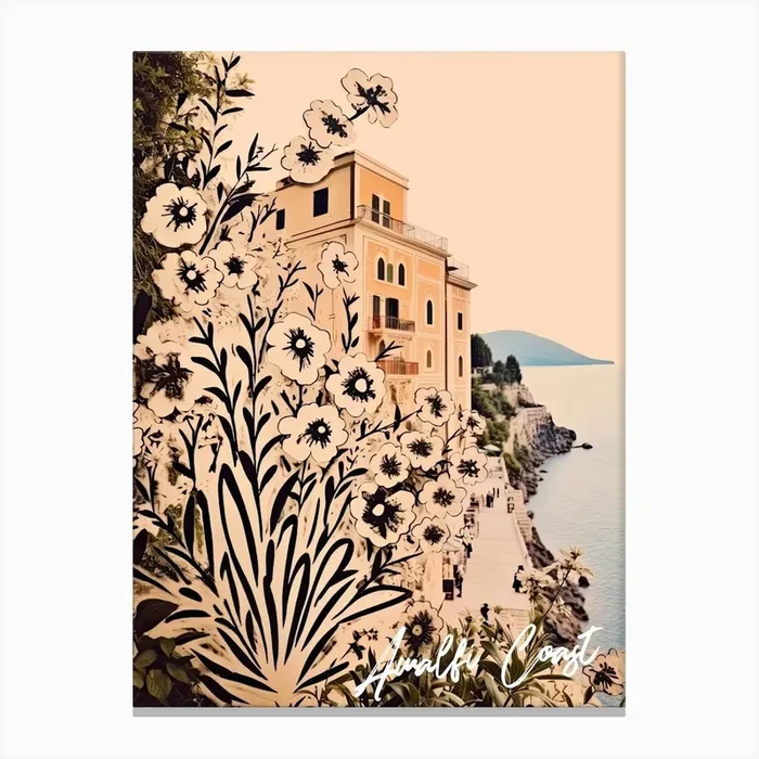 Amalfi Flowers Collage 2 Canvas Print by Mambo