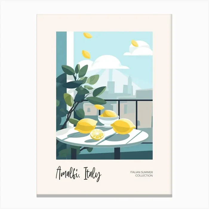 Amalfi, Italy Lemons 2 Italian Summer Collection Canvas Print by Fusion Designs