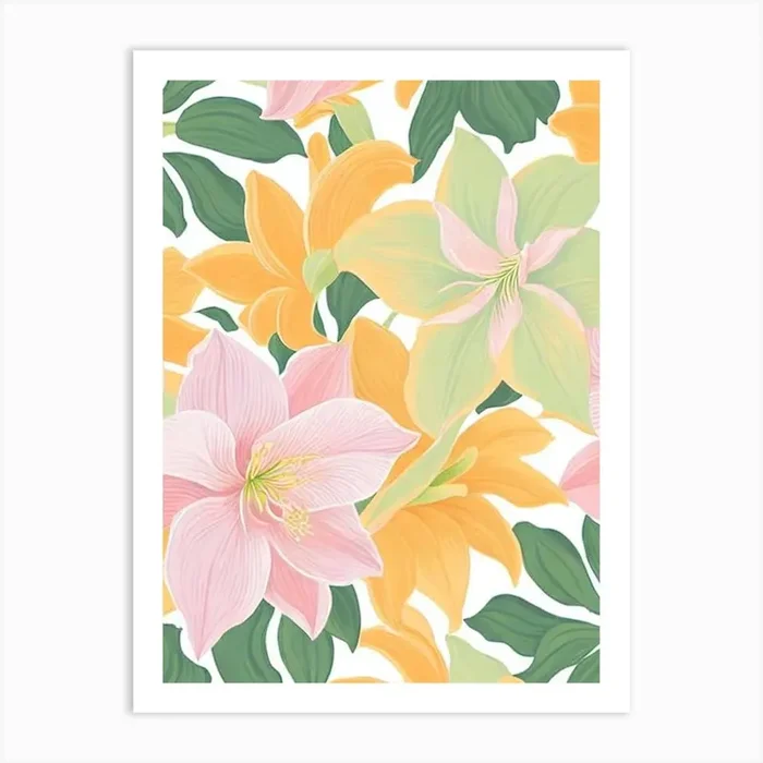 Amaryllis Pastel Floral 1 Flower Art Print by The Artsy Florist