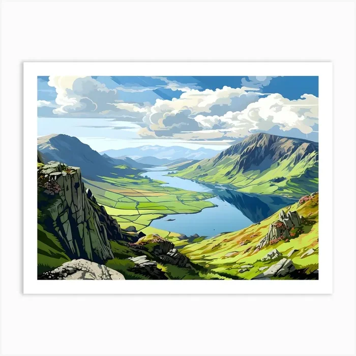 Amcalv3rt Pop Art Style Point Of View Of Helvellyn Lake Distric Bb0d7ce3 01a8 43f6 B8ad B8ca2fb999bc Upscaled 1 Art Print by etherinkai