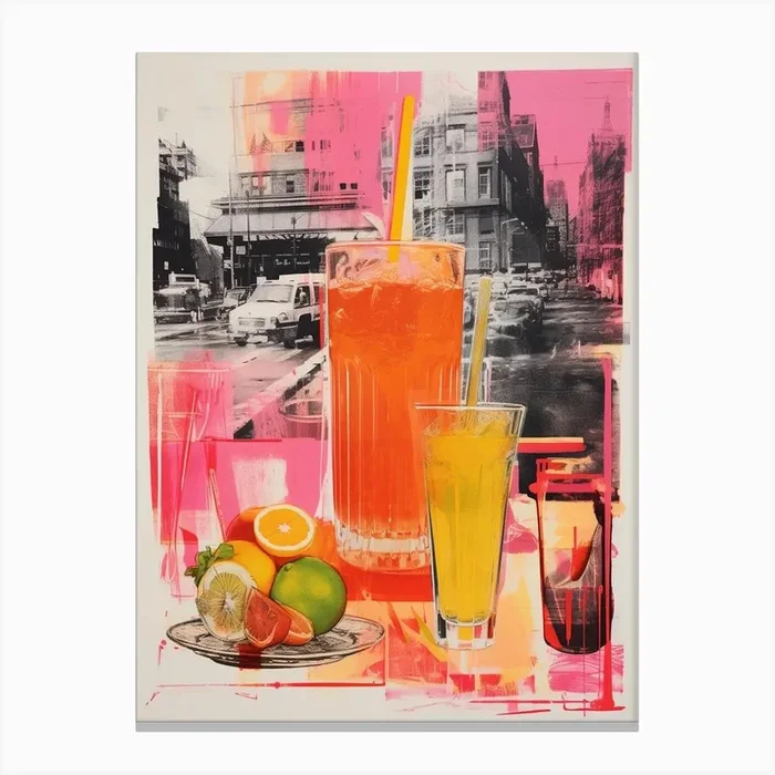 American Diner Colleage Style 1 Canvas Print by PopArt Pals