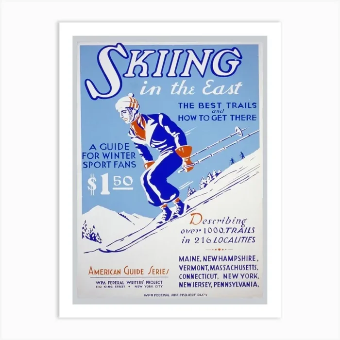 American Winter Sport Guide Vintage Art Print by Fy! Classic Art Prints and Posters