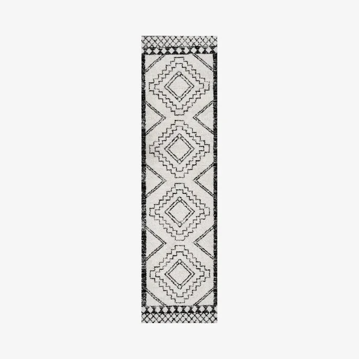 Amir Moroccan Beni Souk Runner Rug – Cream / Black by JONATHAN Y