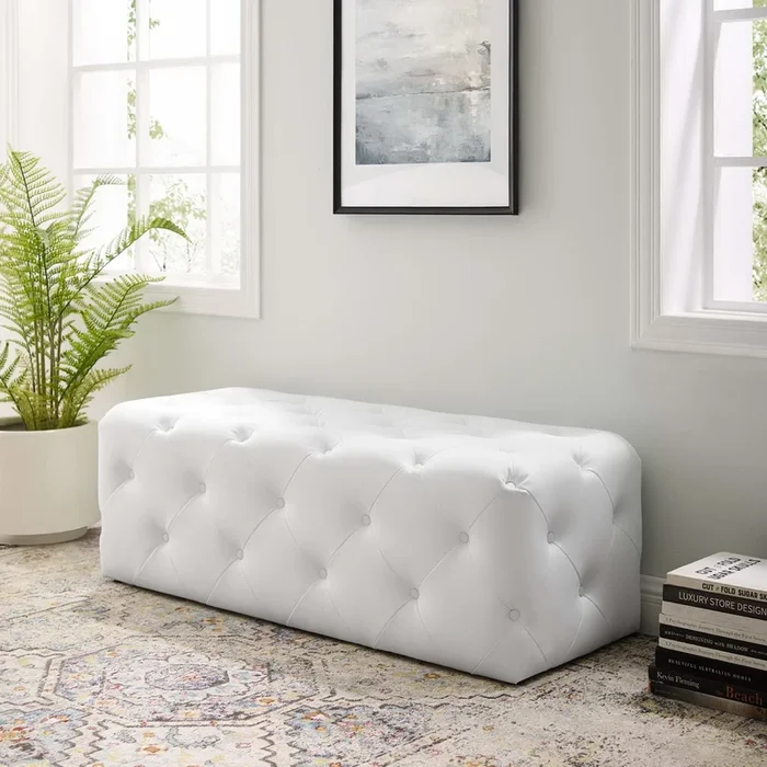 Amour 48 ” Tufted Button Entryway Faux Leather Bench by Modway