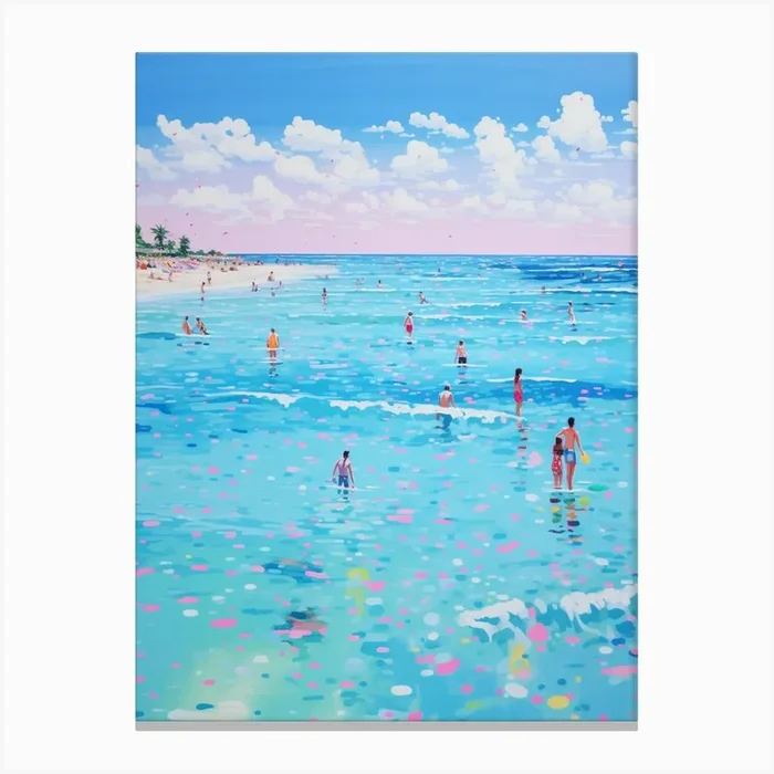 An Oil Painting Of Seven Mile Beach Negril Jamaica 3 Canvas Print by Sand & Surf Prints