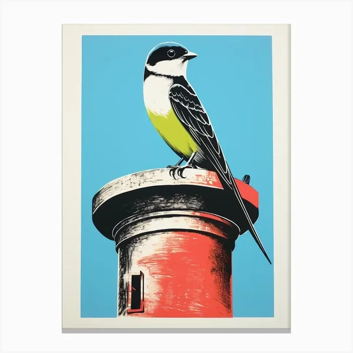 Andy Warhol Style Bird Chimney Swift 3 Canvas Print by Feathered Muse